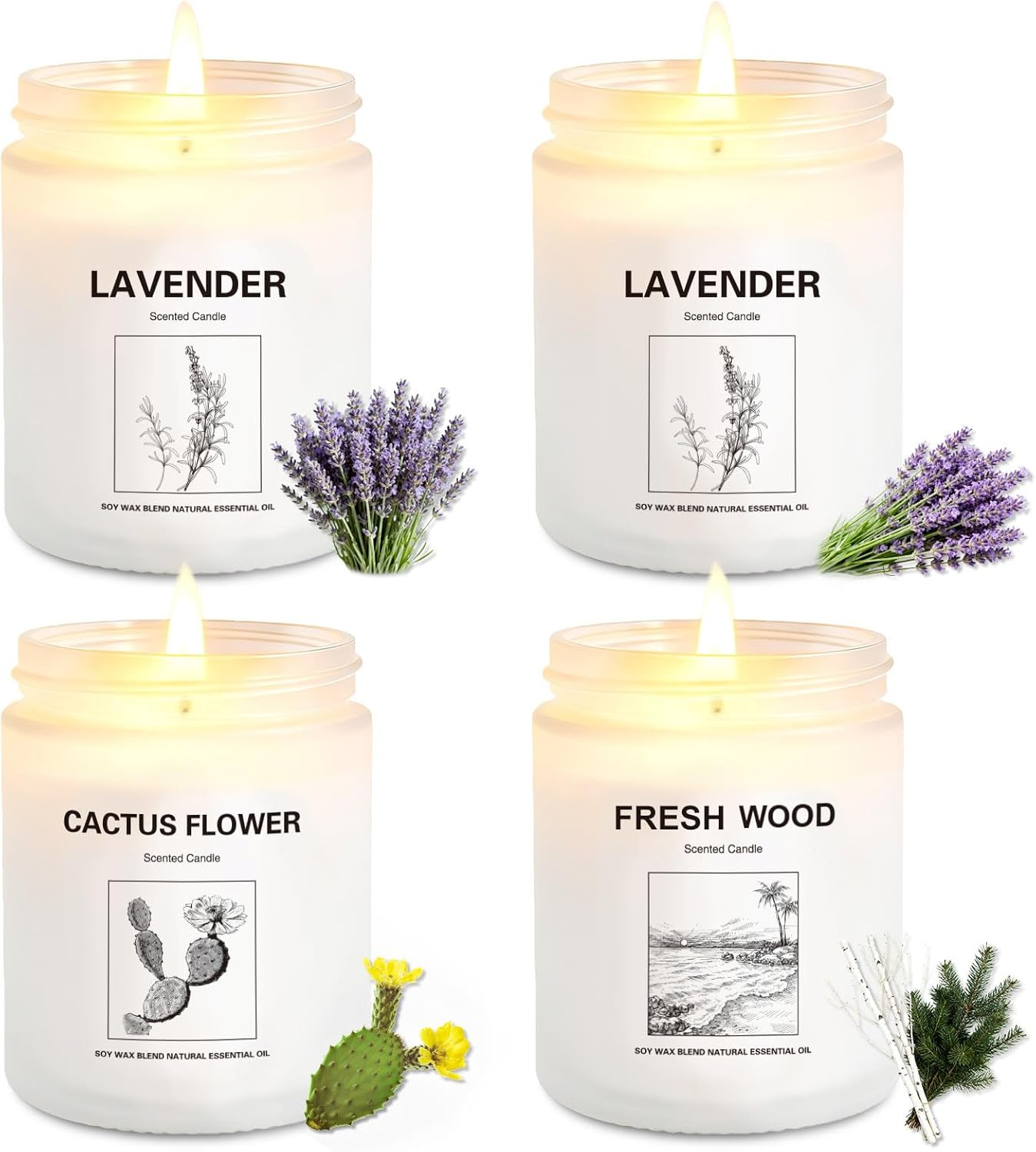 Scented Candles for Home,4 Pack Soy Candle Gift Set with 4 Fragrance Scents,Arom