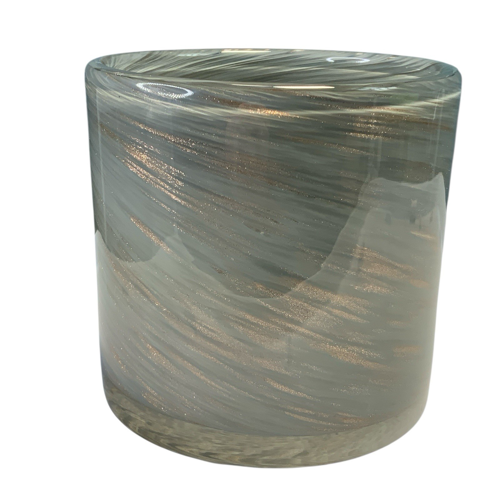Lafco Empty Gray Copper Swirl Handblown Candle Holder Small Vase 4in x 4in