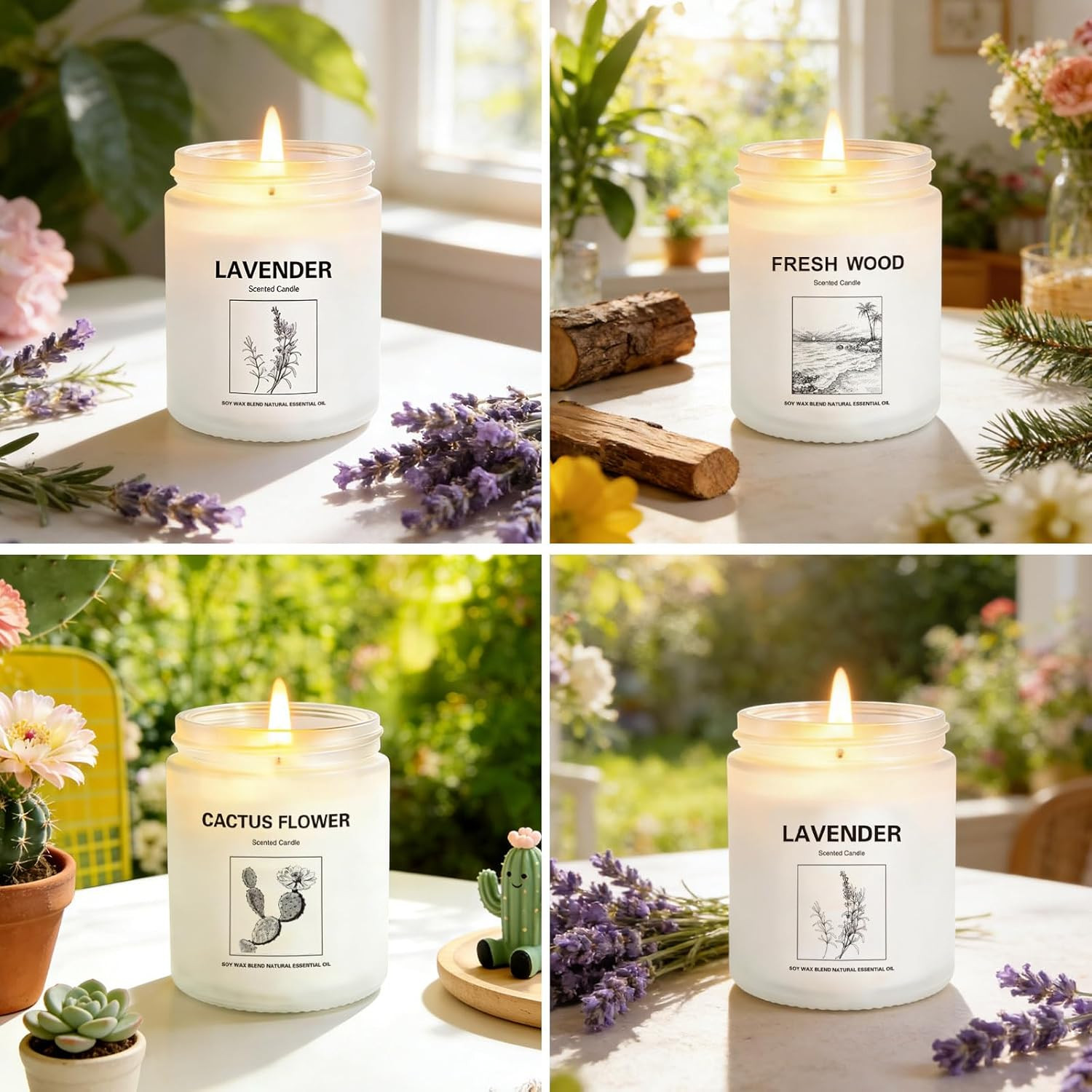 Scented Candles for Home,4 Pack Soy Candle Gift Set with 4 Fragrance Scents,Arom