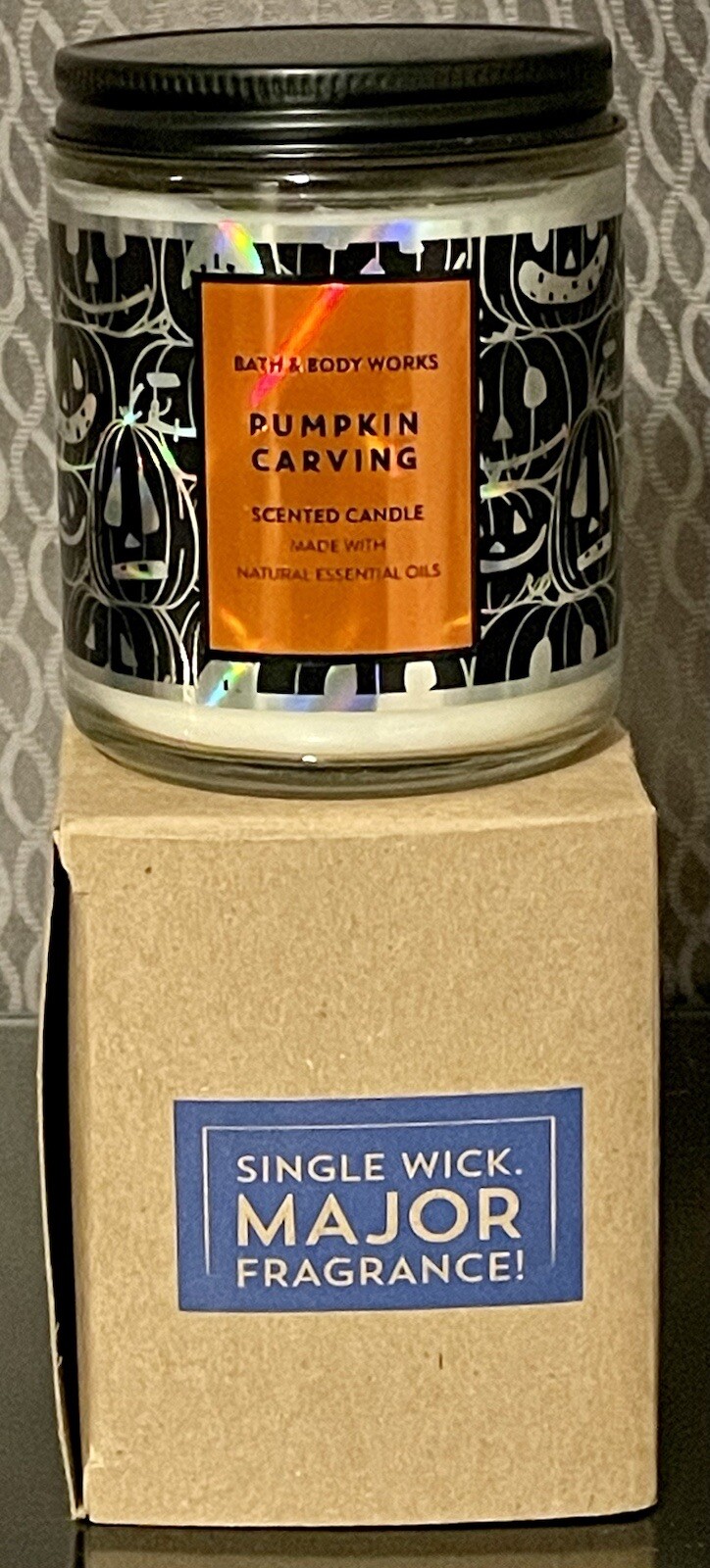 Bath & Body Works PUMPKIN CARVING Single Wick Candle NEW Halloween Fall Autumn