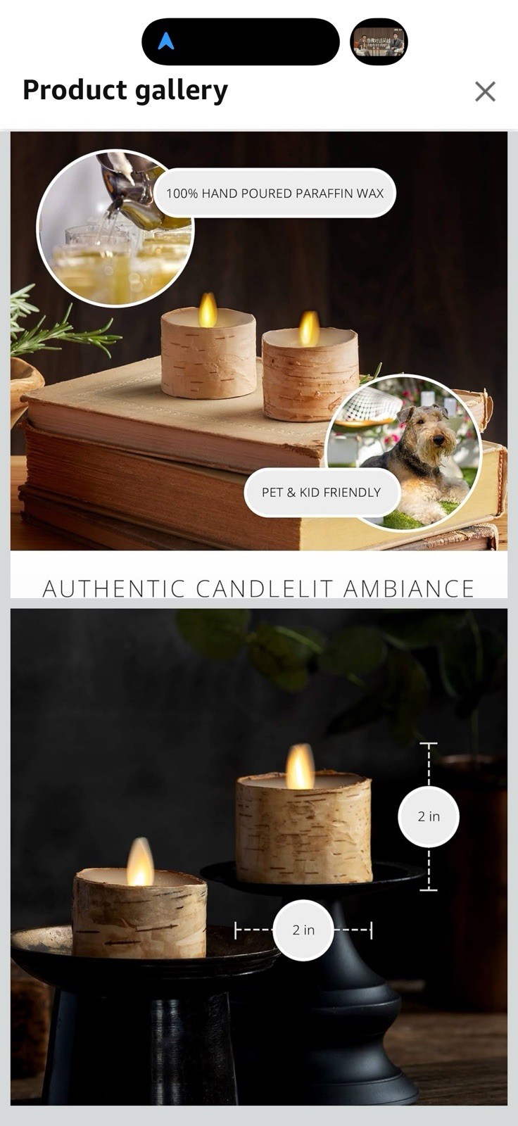 Luminara Flameless LED Tea Light Candle, 1.4″ x 2″, Pack of 2, Birch, Pearl I…
