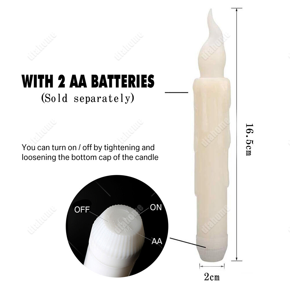 6Pcs LED Flickering Flameless Taper Candles Battery Operated with Candle Holders