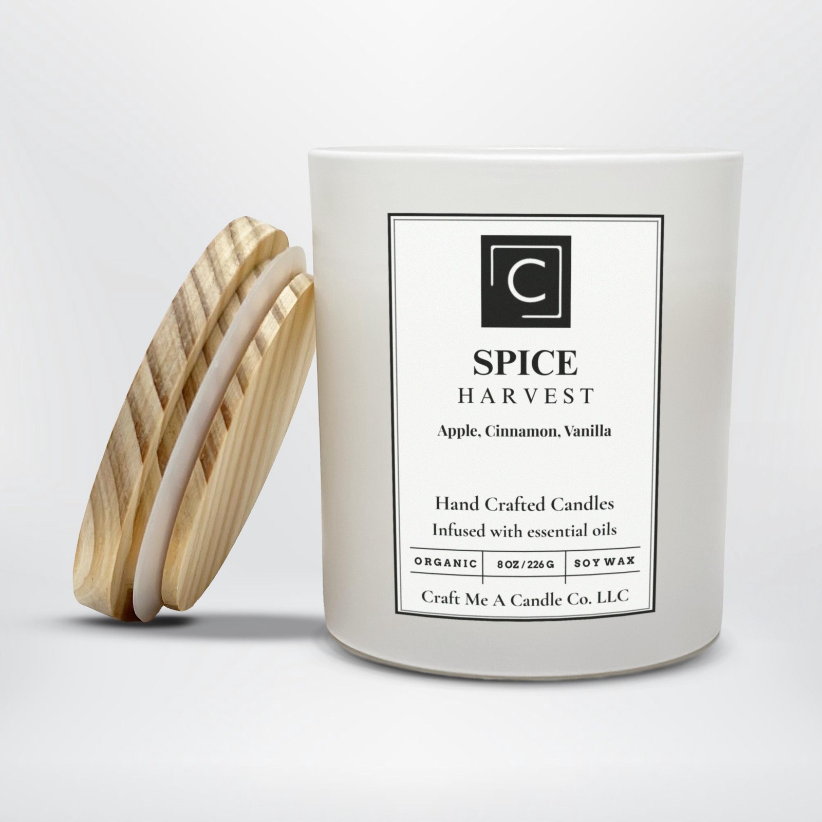 Spice Harvest Soy Wax Candle | Apple, Cinnamon, Vanilla Scent | Organic Soy Wax
