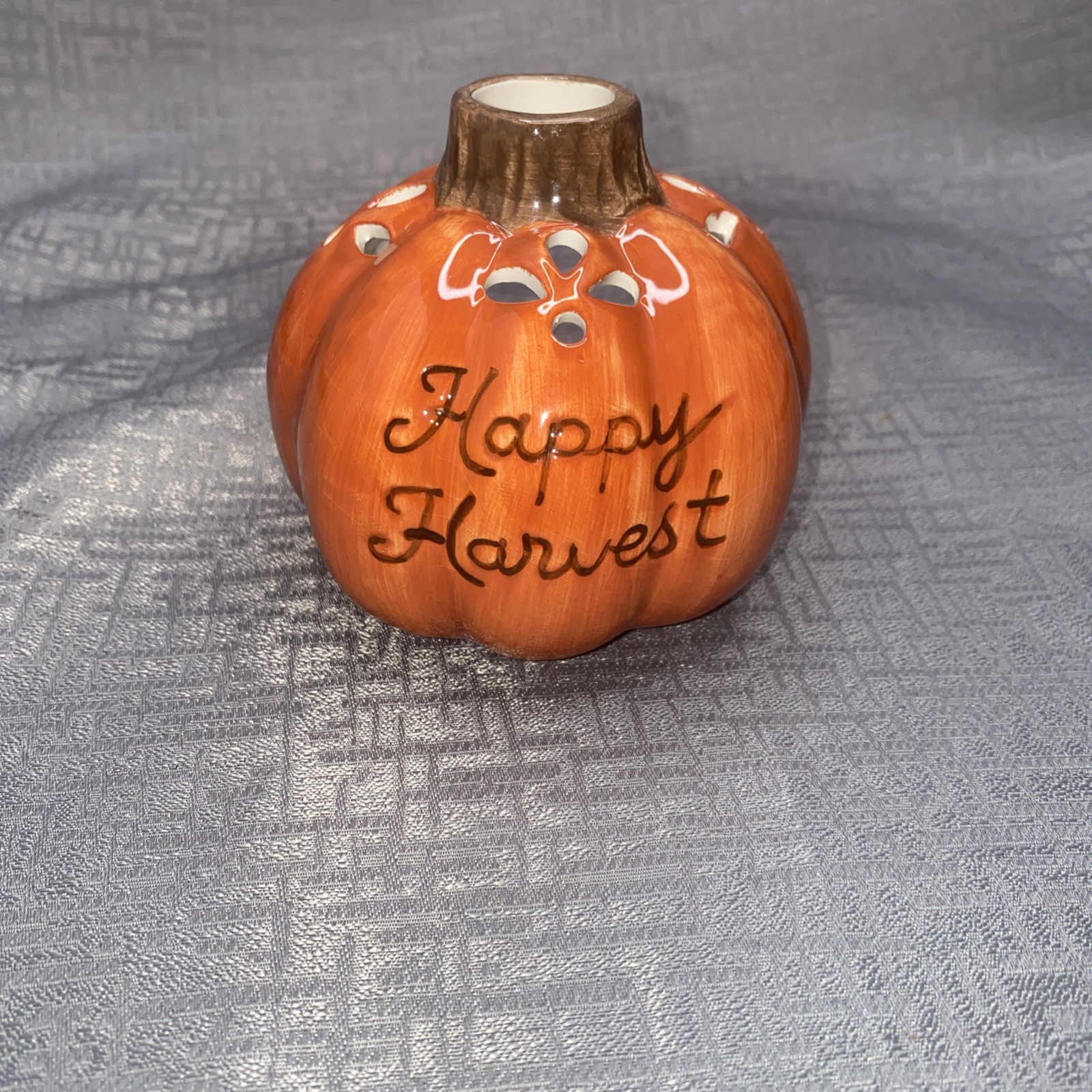 Yankee Candle HAPPY HARVEST PUMPKIN TEALIGHT HOLDER Fall Autumn Halloween EUC