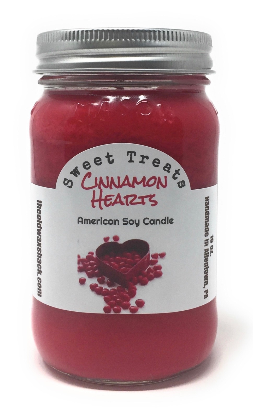 Cinnamon Hearts – Pure Soy Candle – Hand Poured In Mason Jar – SHIPS FREE