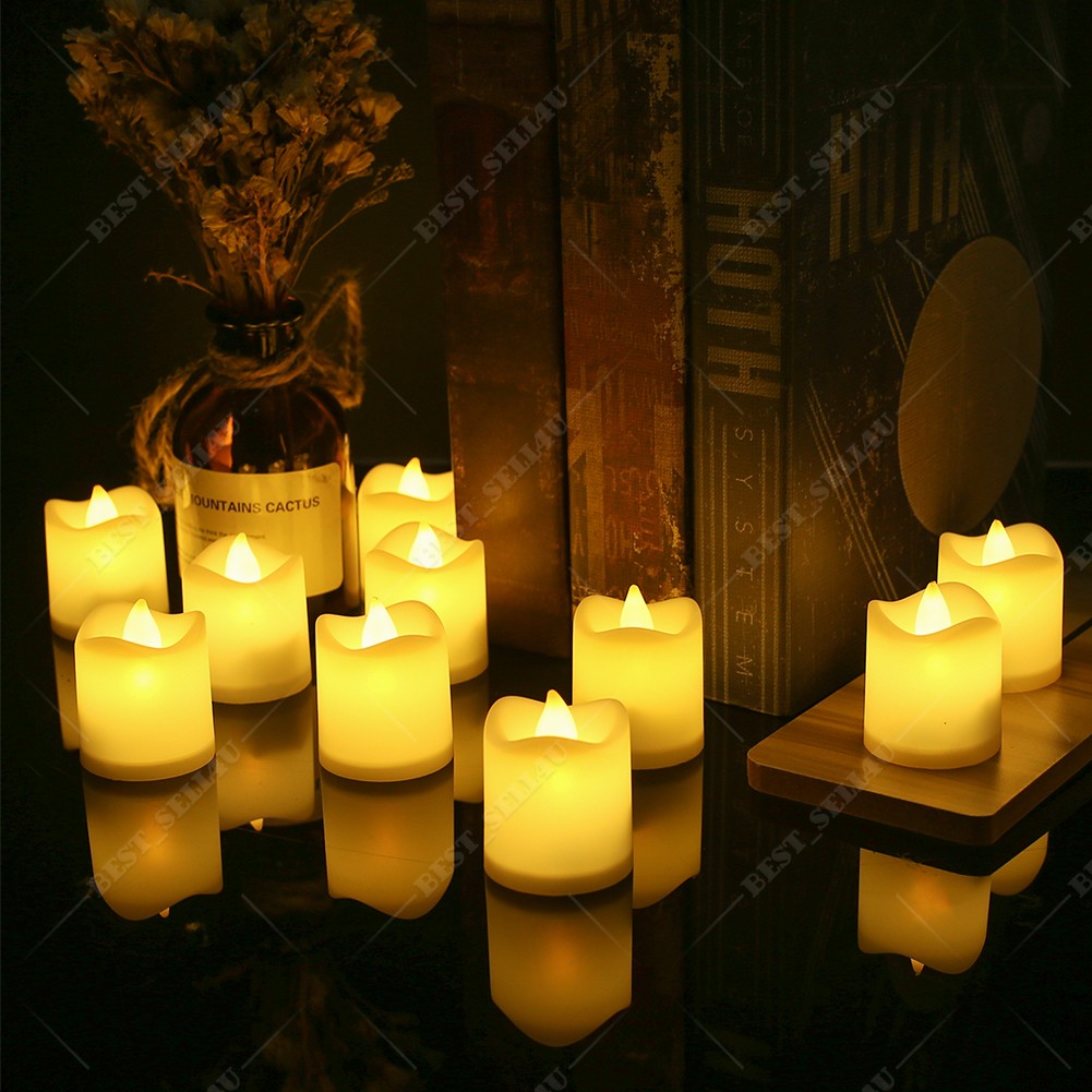 24/48 Pack LED Tea Lights Battery Operated Flameless Votive Candles Warm White
