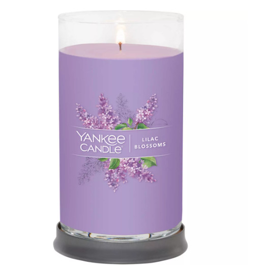 Yankee Candle LILAC BLOSSOMS 14.25oz Pillar Candle-water lily, lilac, cedar leaf