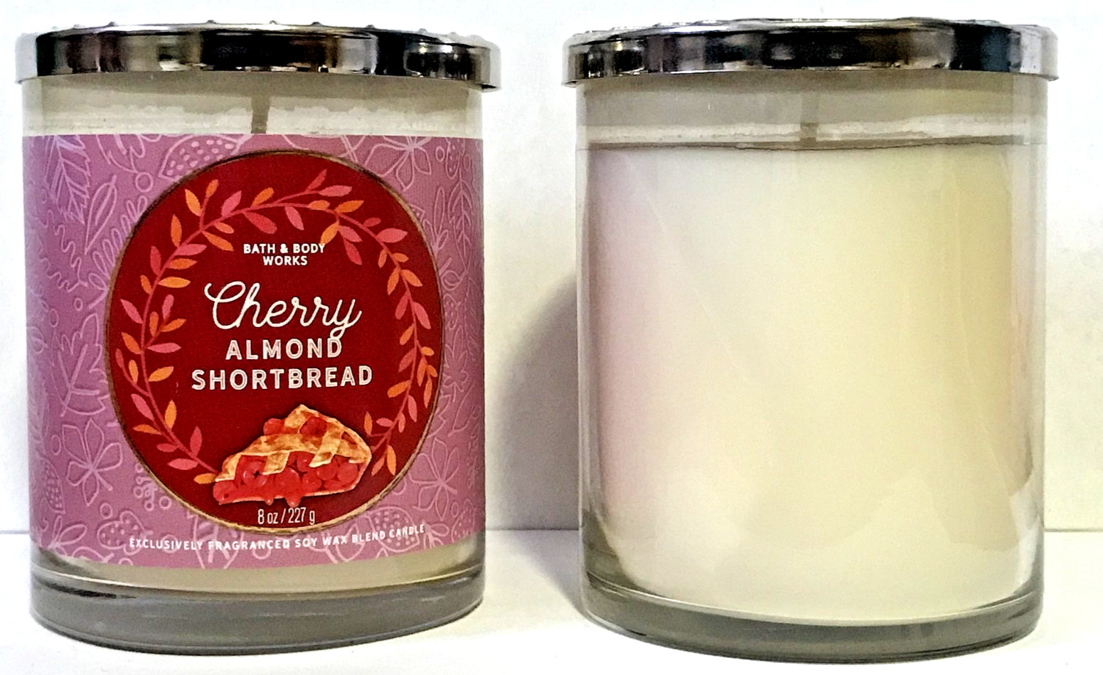 CHERRY ALMOND SHORTBREAD CANDLES 8 OZ MEDIUM JAR BATH BODY WORKS SINGLE WICK X 2