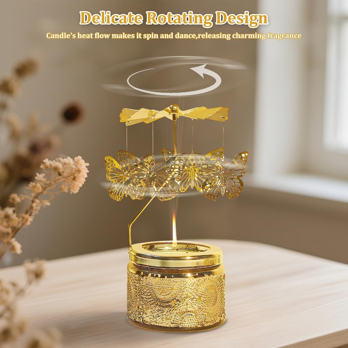 Elegant Butterfly Candle with Rotating Holder Box Set Gift For Women Home Decor