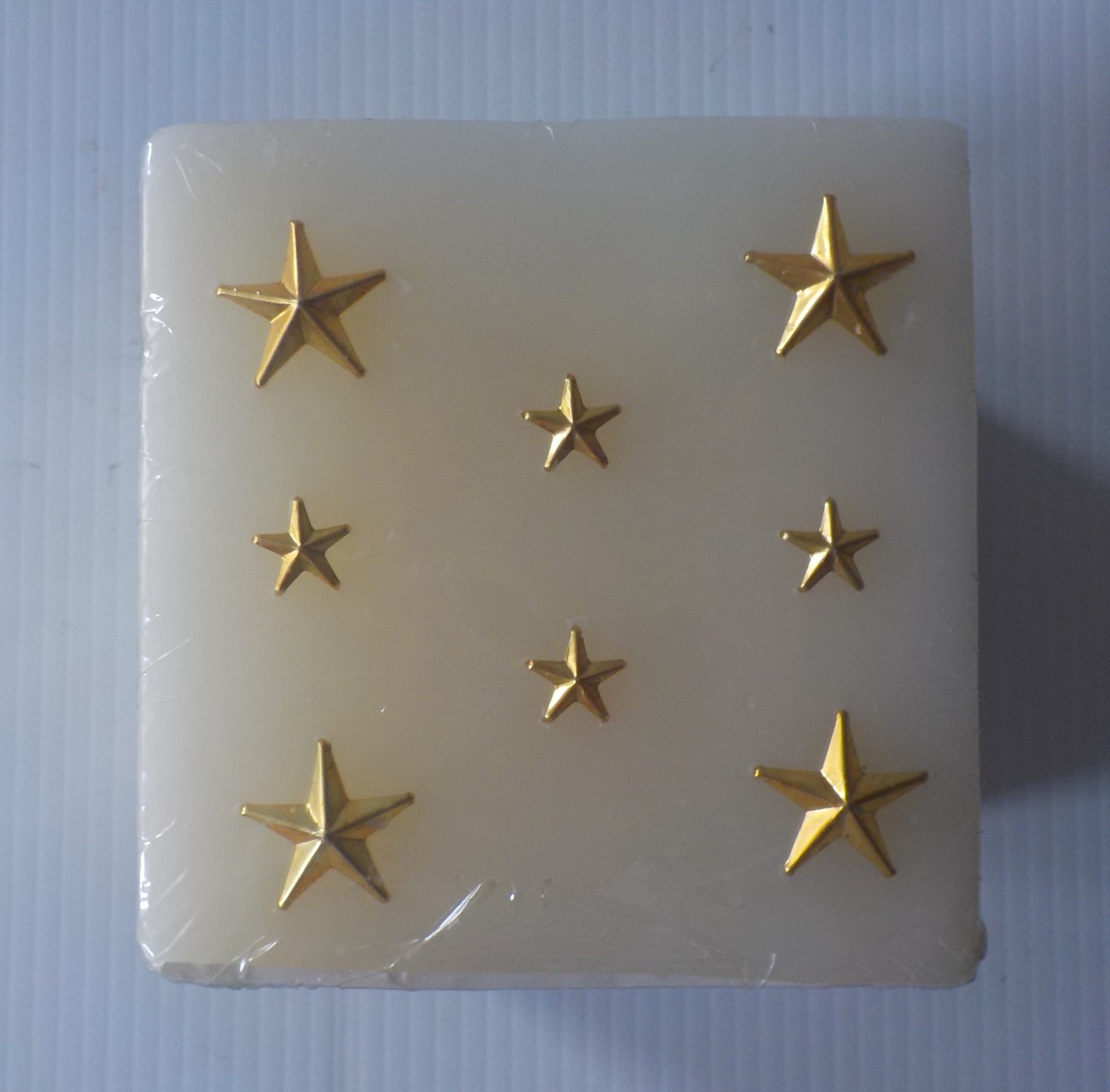 Vintage Factory Sealed “A Touch of Gold” Decorative Wax Candle/Cream; Gold Stars