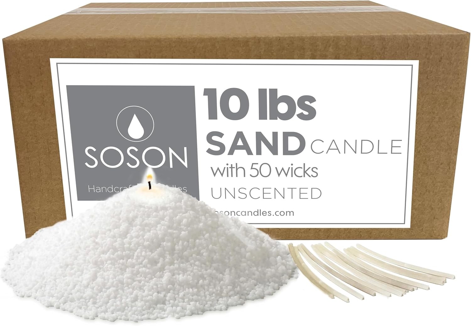 10 lb White Unscented Pearled Candle Sand Wax Candle Long Lasting Powder Natural