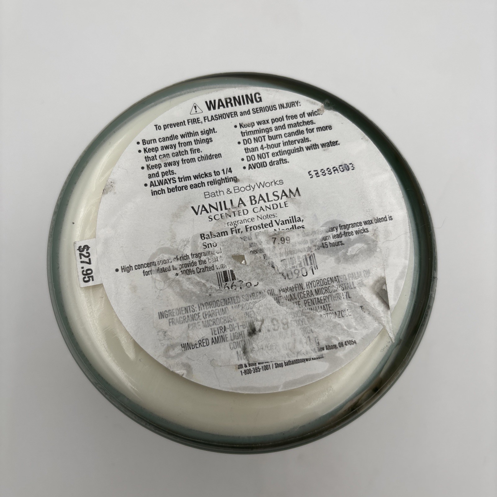 Bath & Body Works VANILLA BALSAM 3 Wick CANDLE 25-45 Hrs Christmas Holiday NEW