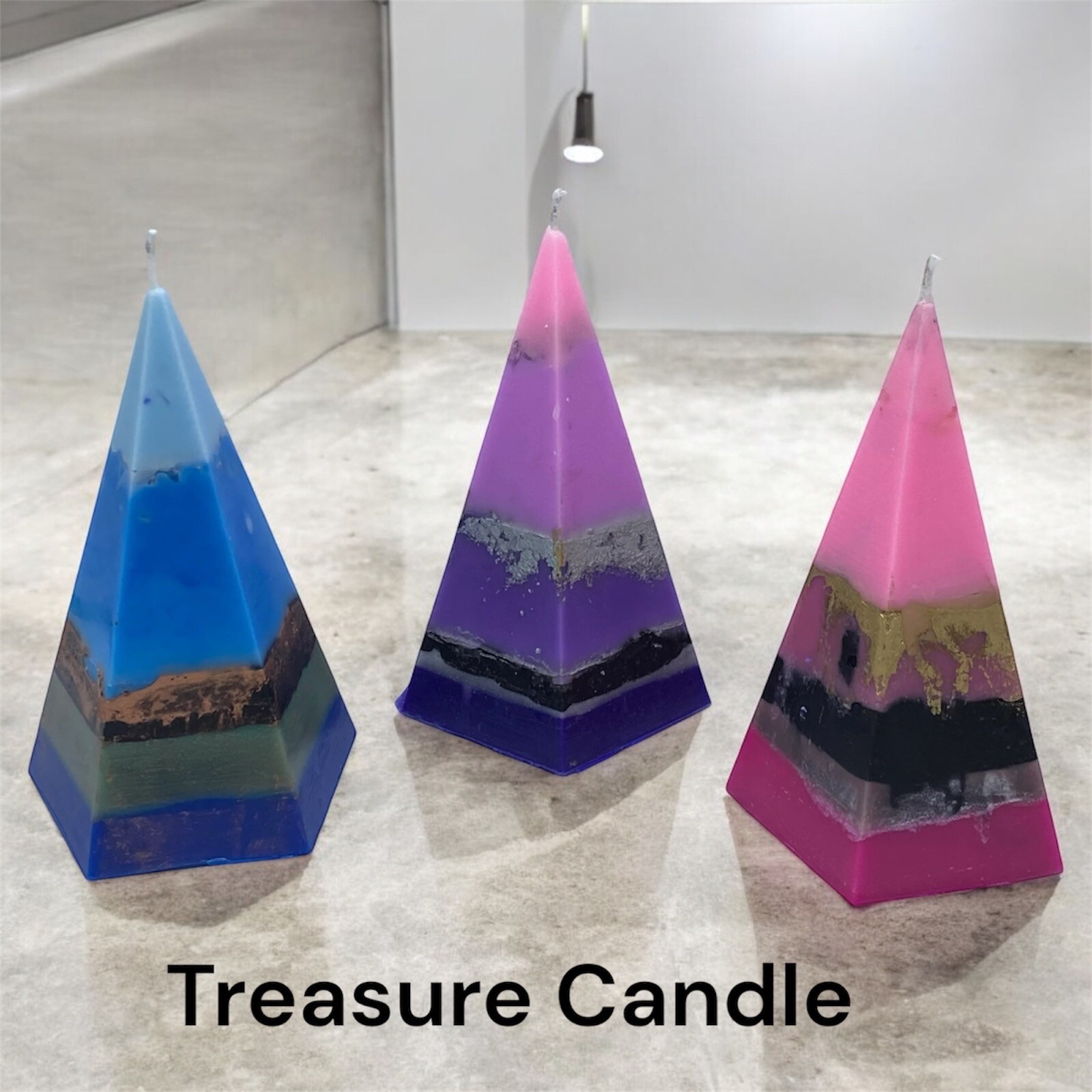 Pyramid Candle, Treasure Candle, Spiritual Crystal Candle, Intention Candle
