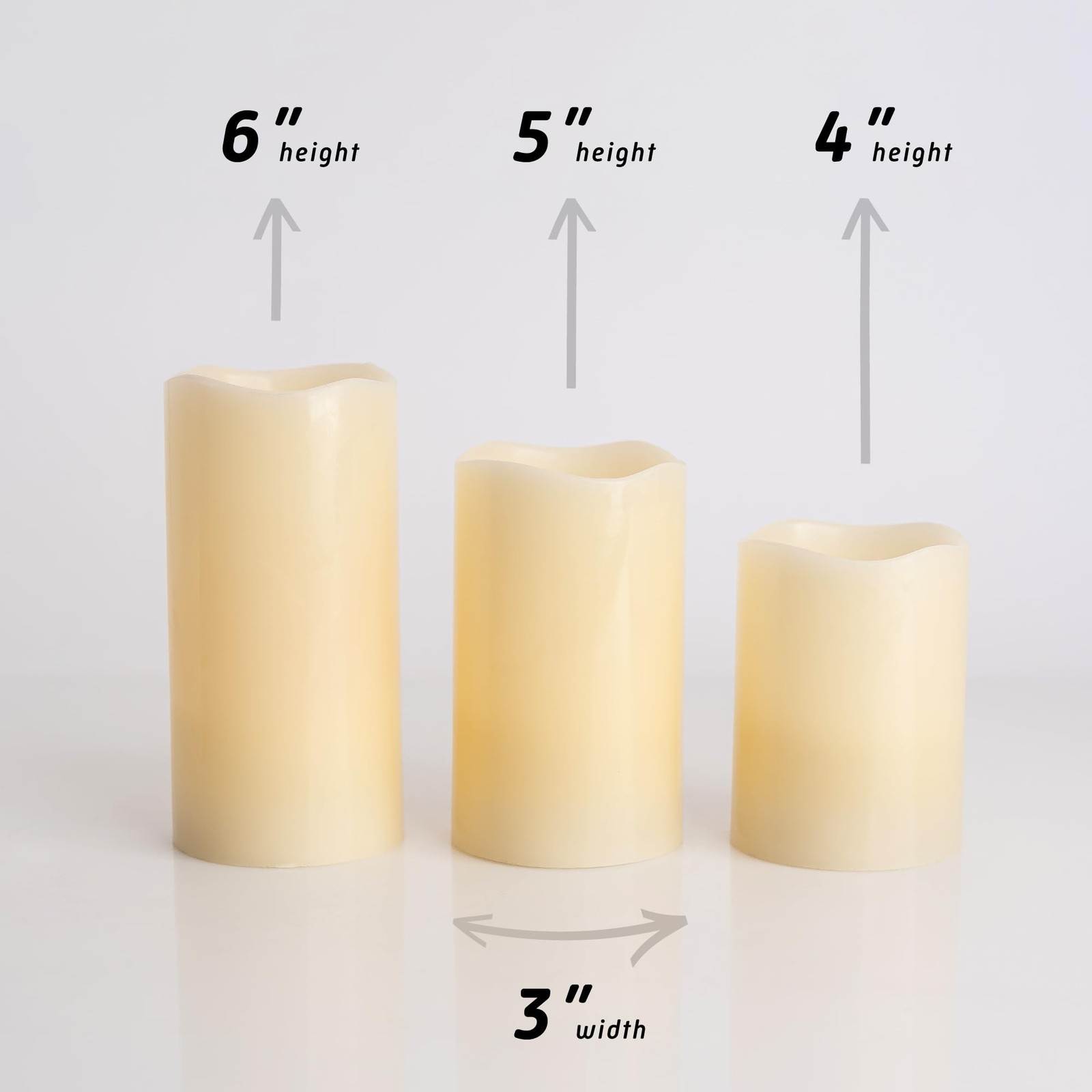 Set of 3 LED Multi-Color Changing Real Wax Ivory Pillar Candles (4”, 5”, 6”) …