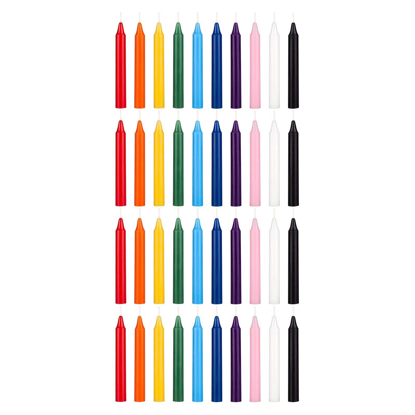 Mini Taper Chime Spell Candle 40 Count 4″ x 1/2″ Assorted Colors
