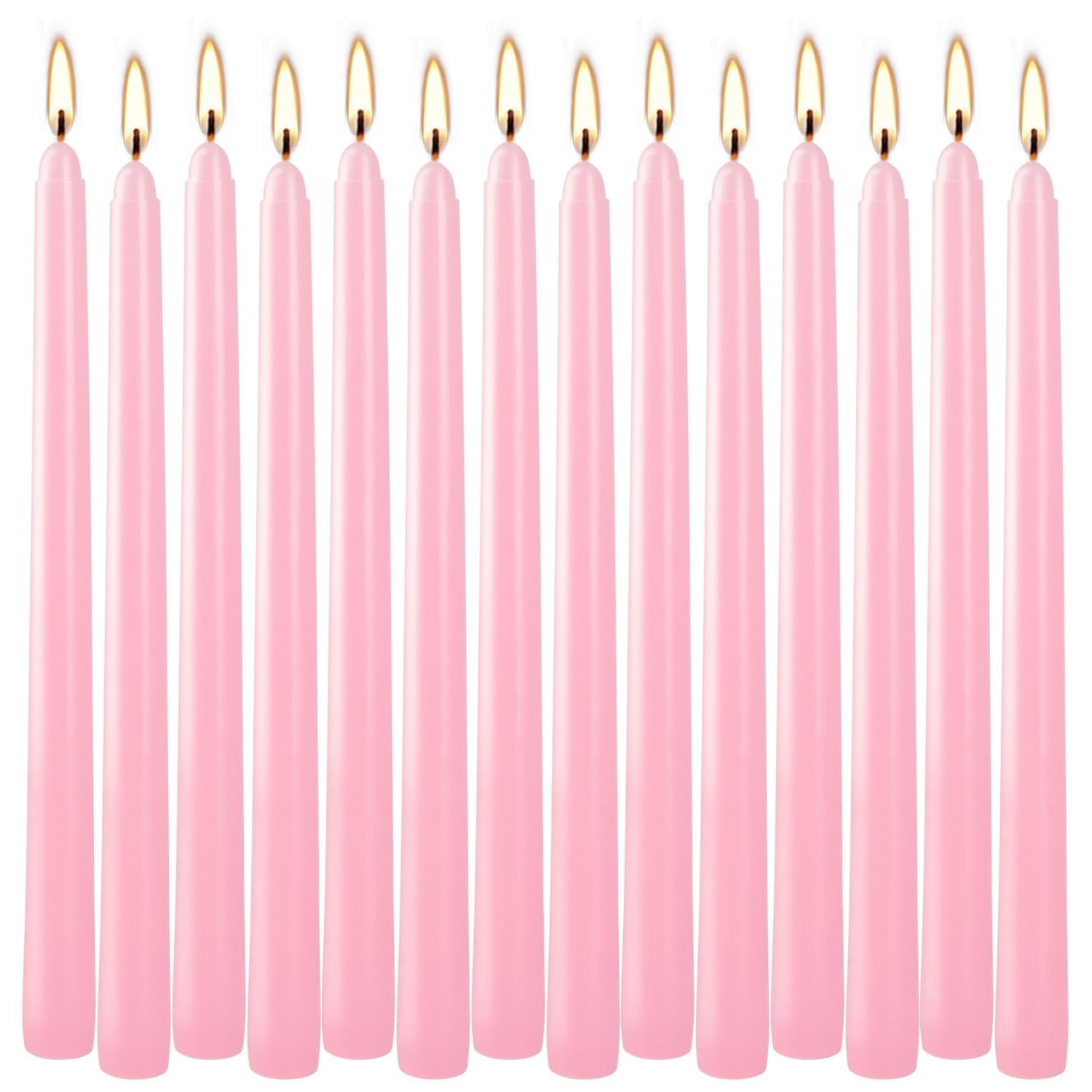 14 PCS Pink Taper Candles 10 Inch Unscented Dripless Long Burning Wedding