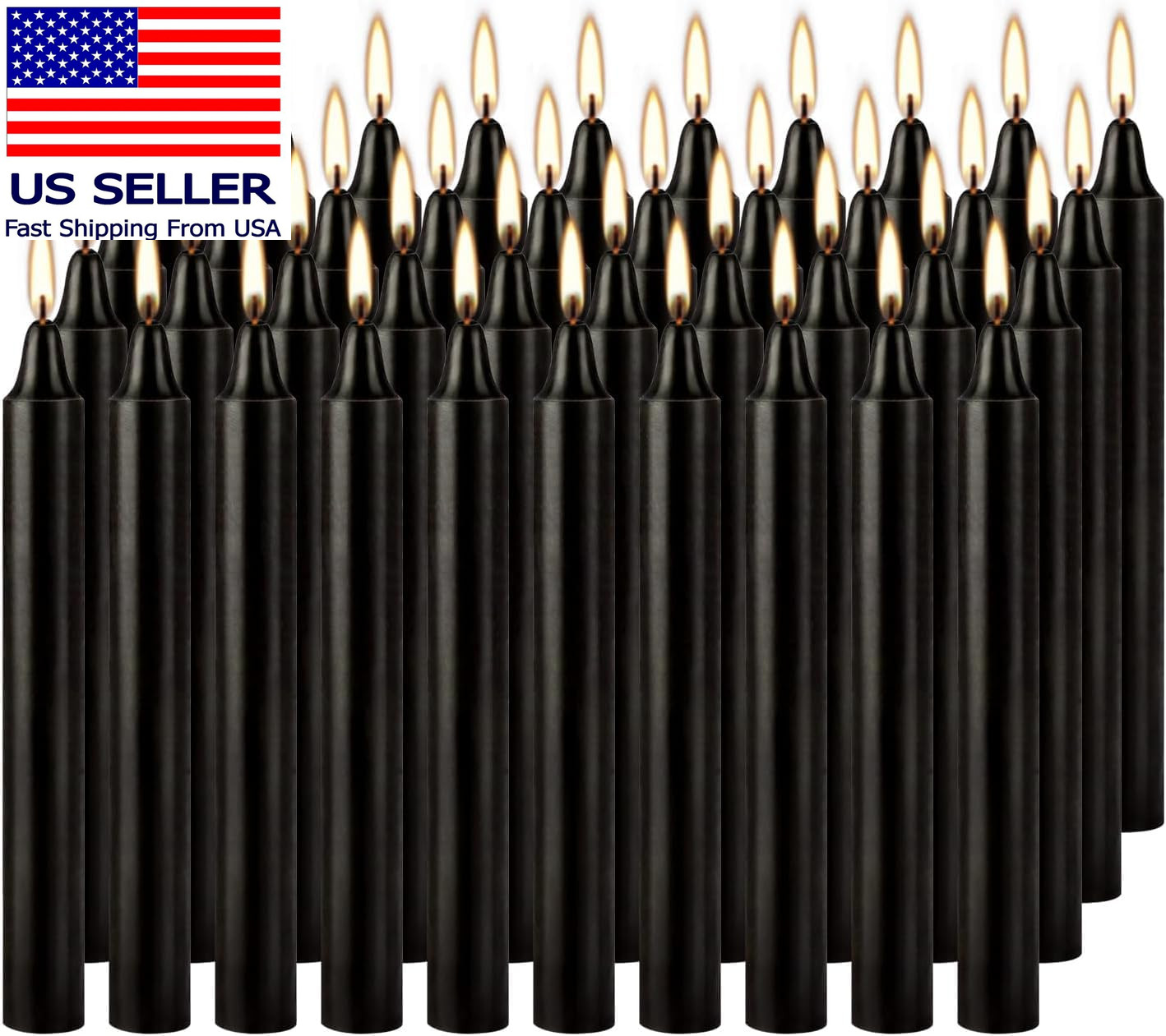 Spell Chime Candles 40 Pcs Black Candles, 4″ Tall Unscented Mini Taper Candle fo