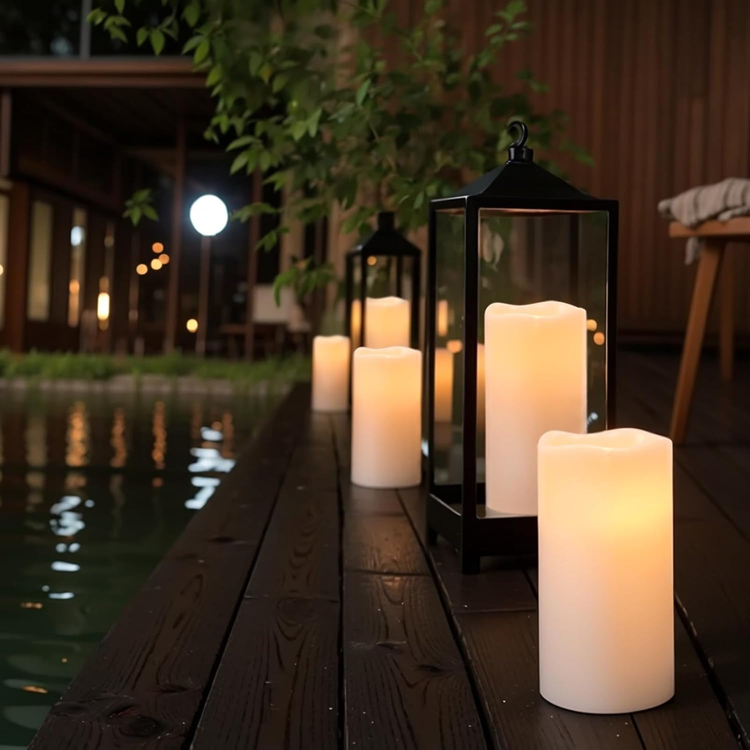 Large Solar Powered Candles, Outdoor Rechargeable Flameless Candles, Waterproof