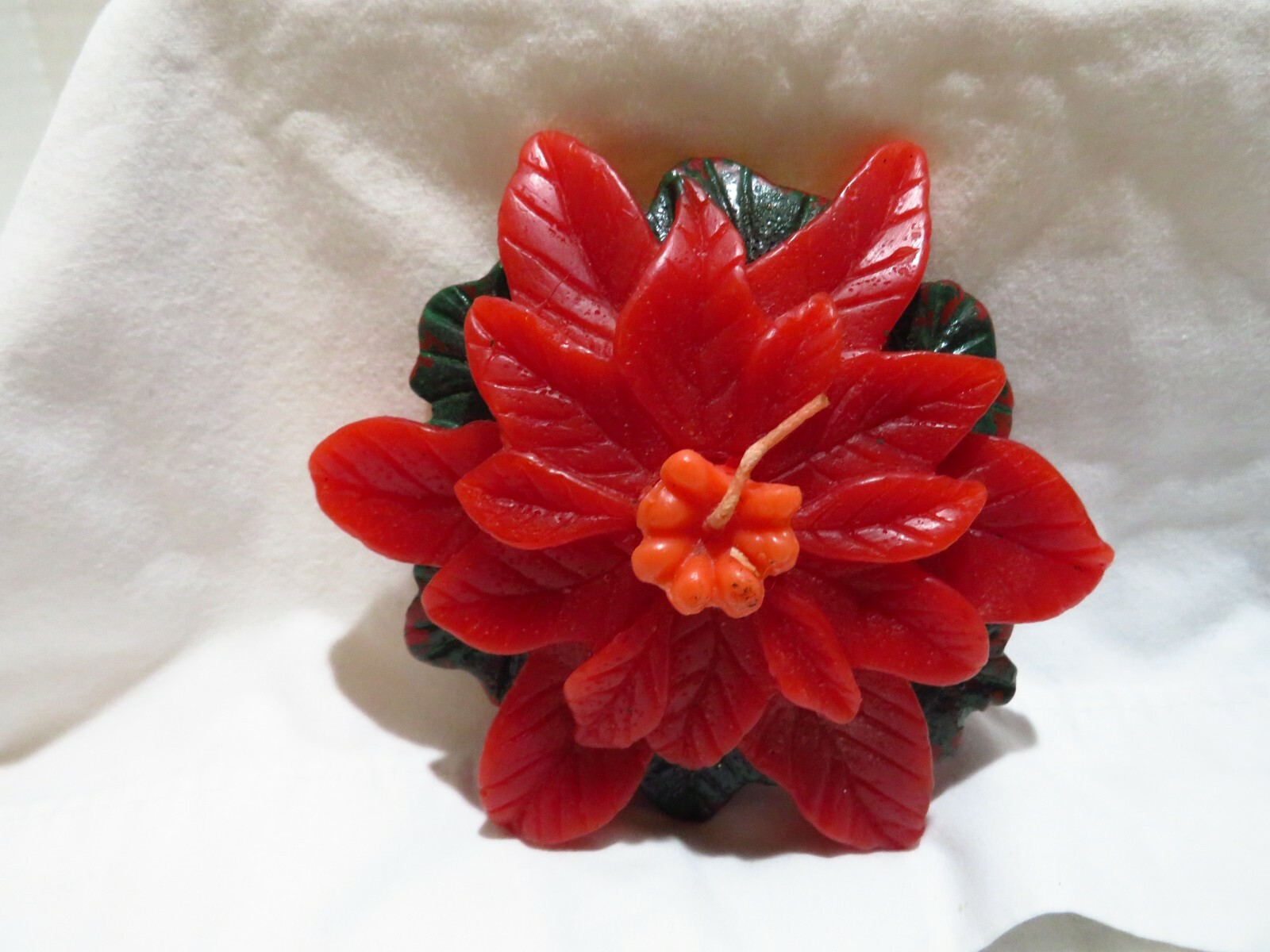 VTG SET OF 2 POINSETTIA CANDLES MADE FOR LILLIAN VERNON BY RAINBOW CANDLE HK