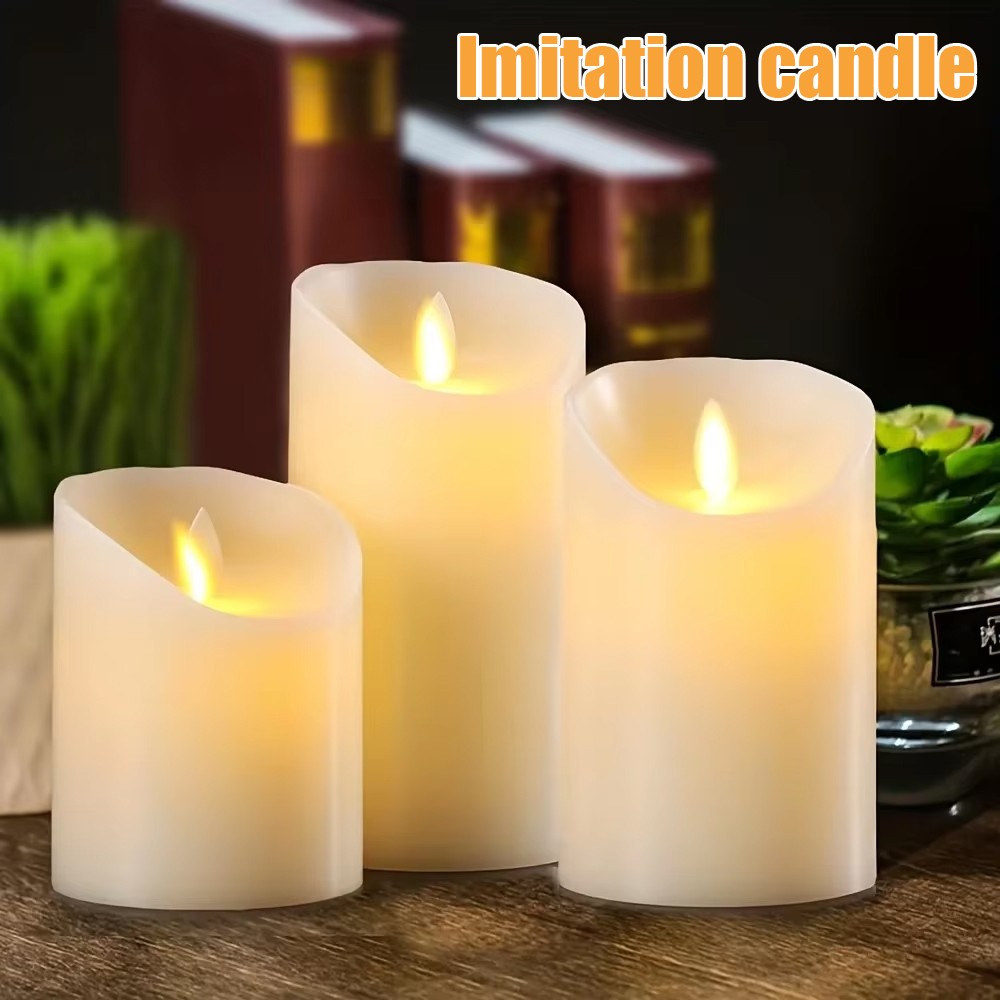 LED Flameless Pillar Candles Flickering Battery Operated Warm Light Set ASJ