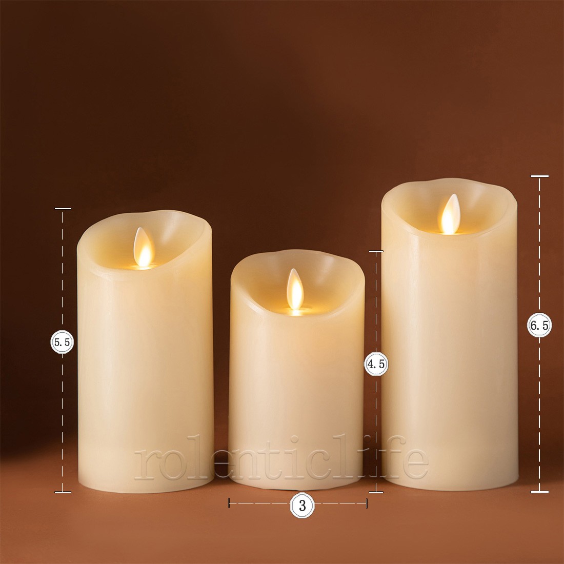 Luminara Real Wax Flameless Pillar LED Candles ivory Moving Wick Timer Remote,3″