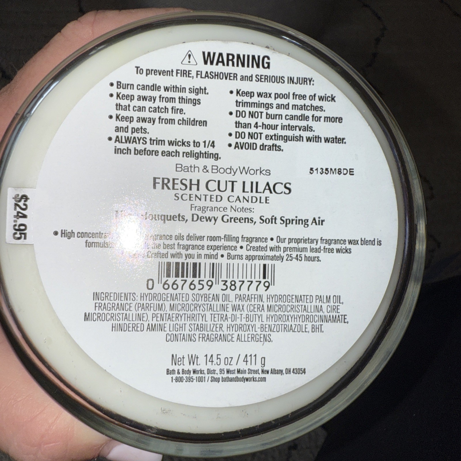 BATH & BODY WORKS FRESH CUT LILACS 3 WICK CANDLE Large Free Ship!