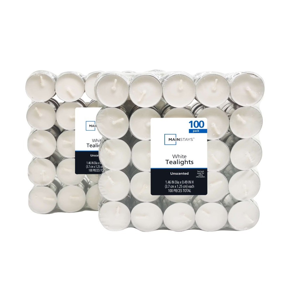 (5 pack) White Unscented Indoor/Outdoor Tealight Candles, 100 Count