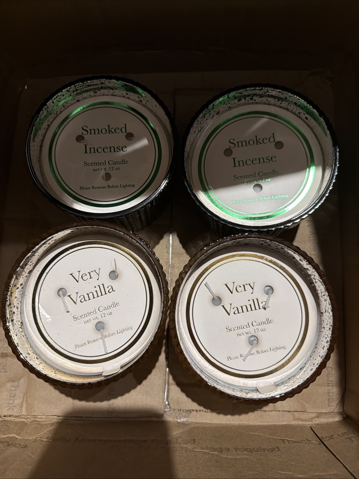 Set Of 4 X 12 Oz Scented Candle | Triple Wick – Very Vanilla & Smoked Incense