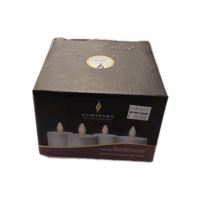 Set of 4 Luminara Flameless Tea Lights with Moving Wick Remote & Timer 1.4″ X 2″