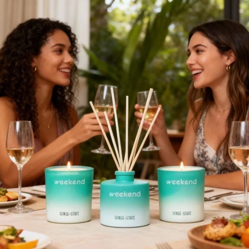Weekend Home Fragrance Kit Scented Candle Set with Reed Diffuser Gift New US