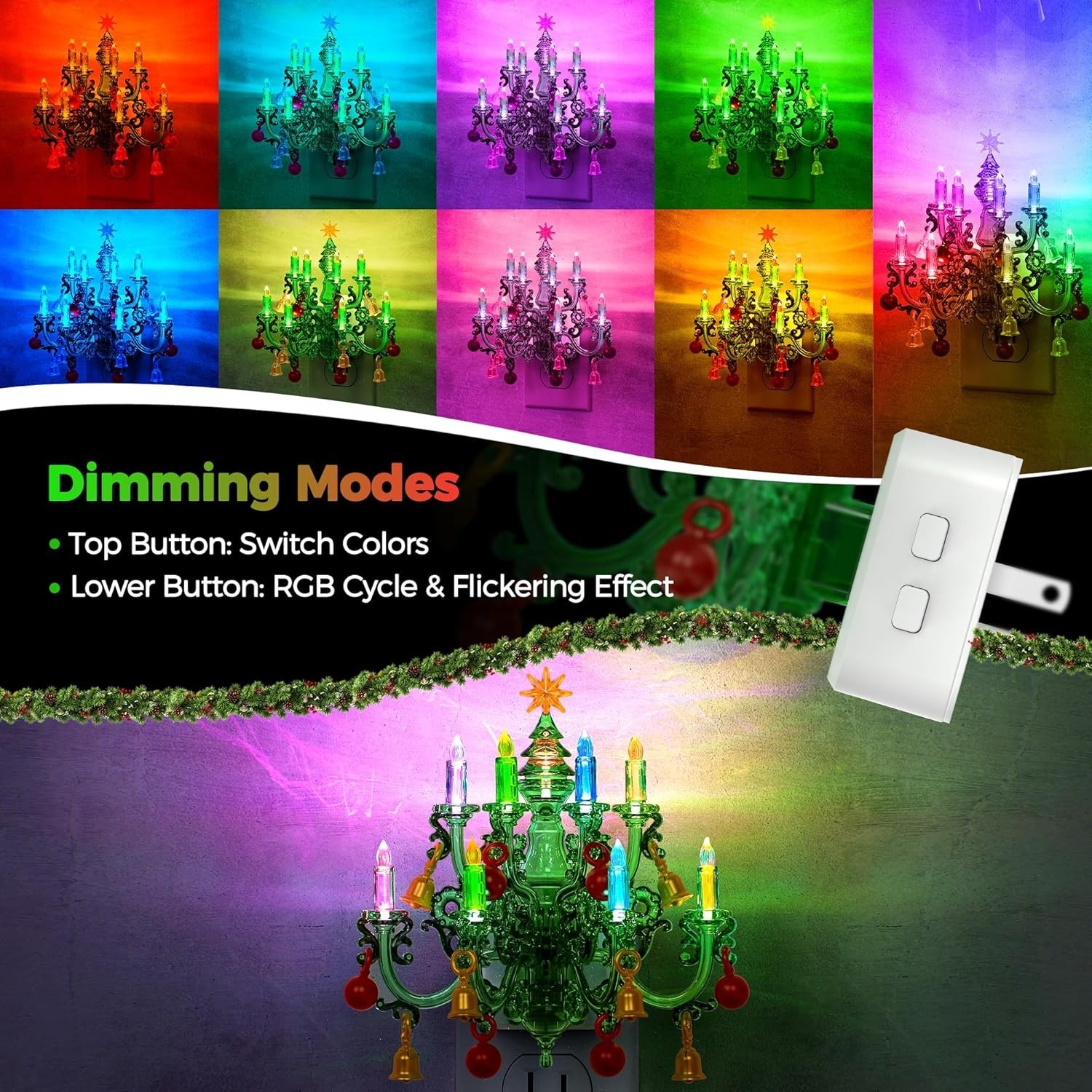 Flameless Candle Night Light Dimmable Nightlight Plug in Wall LED Candle Ligh…