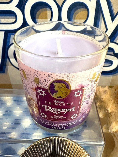 NEW! Bath & Body Works DISNEY PRINCESS RAPUNZEL Single Wick Candle w/Disney Lid