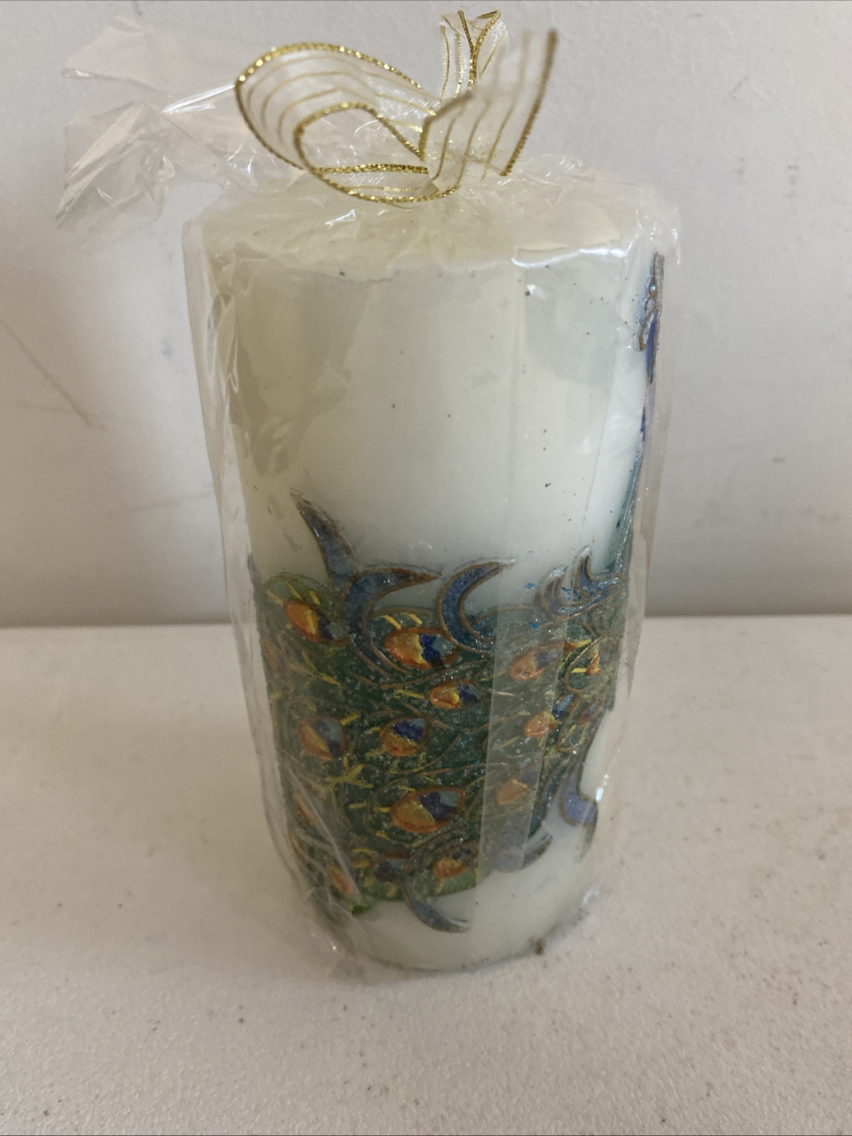 Pier One Imports Peacock Unscented Decorative Candle NEW