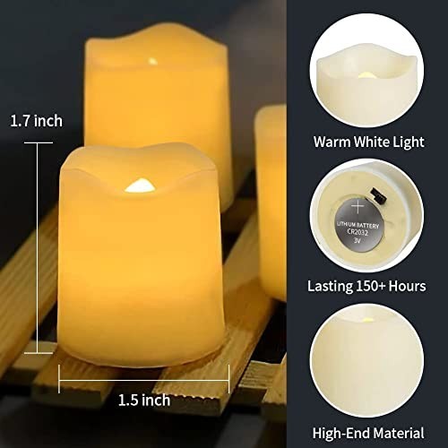 SHYMERY 24 Pack Flameless LED Tea Lights Flickering Candles Battery Operated