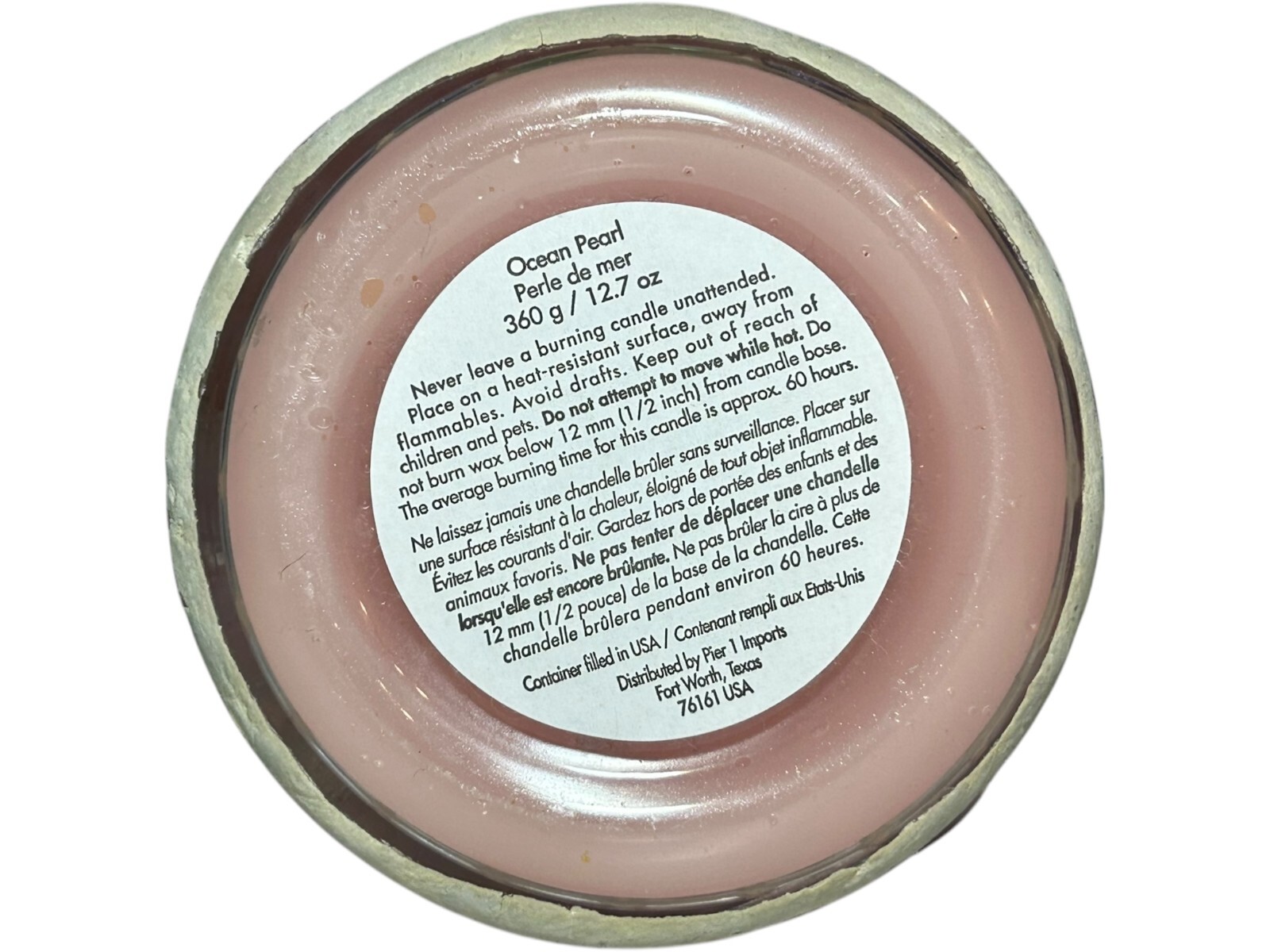 Pier 1 Imports Mosaic Ocean Pearl Candle Jar Pink Iridescent Breast Cancer Pin