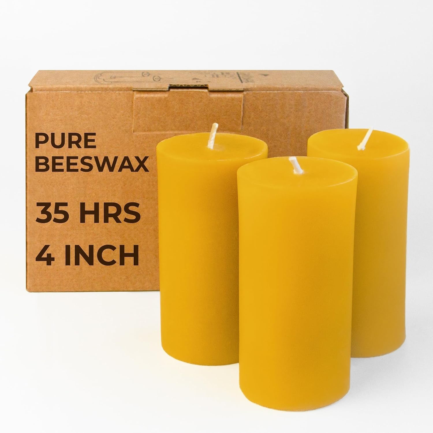 Elegant Beeswax Pillar Candles Set – 1.8×4 Inches, 34.5 Hours of Soothing Aromas