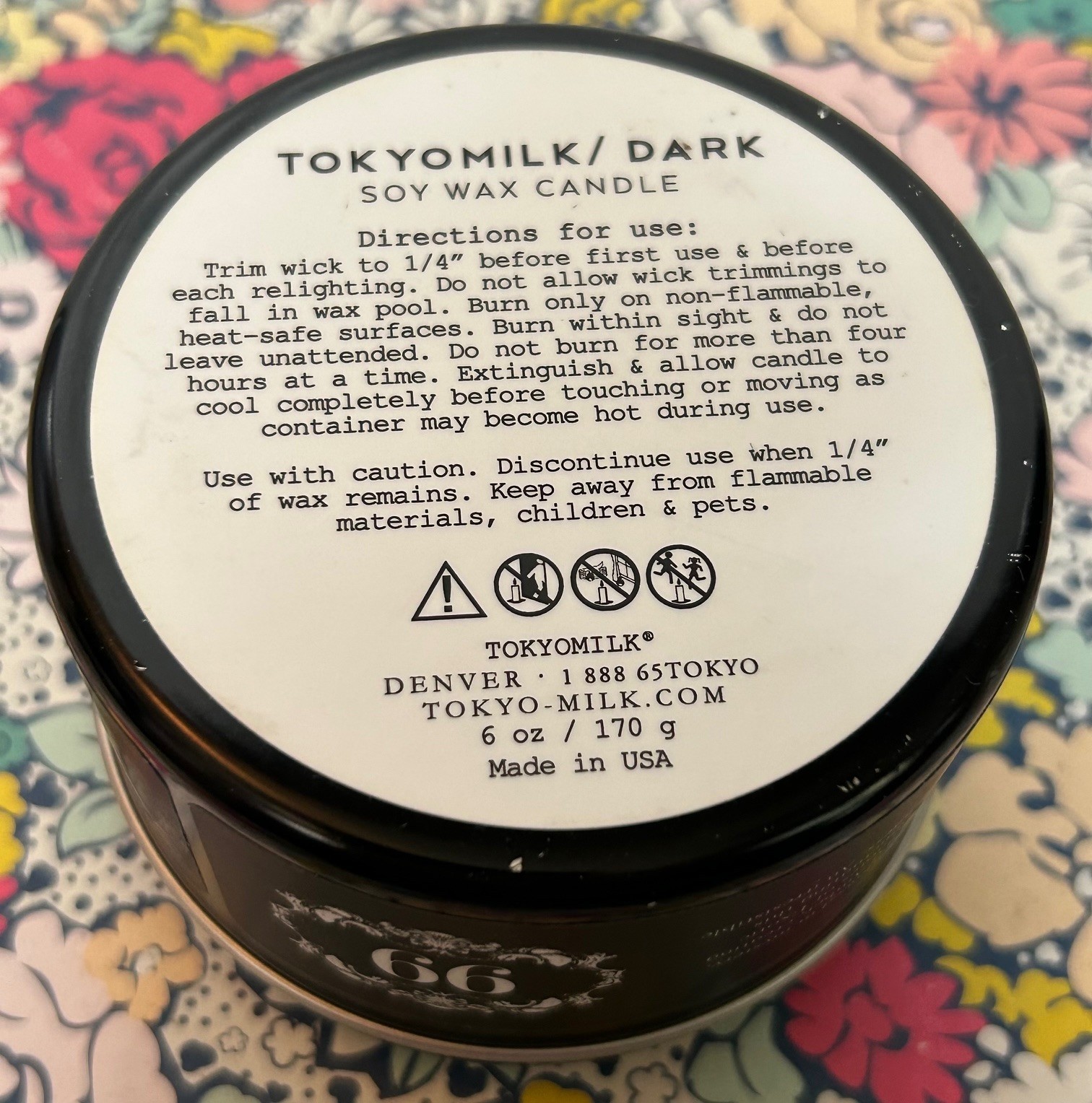 TOKYOMILK No. 99 DARK ECLIPSE SOY WAX CANDLE 6 oz MARGOT ELENA Tokyo Milk