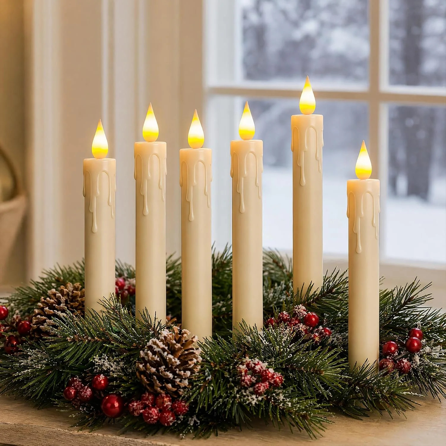Flameless Taper Candles with Remote, 6.7 Inch Short Taper Candles Battery Operat