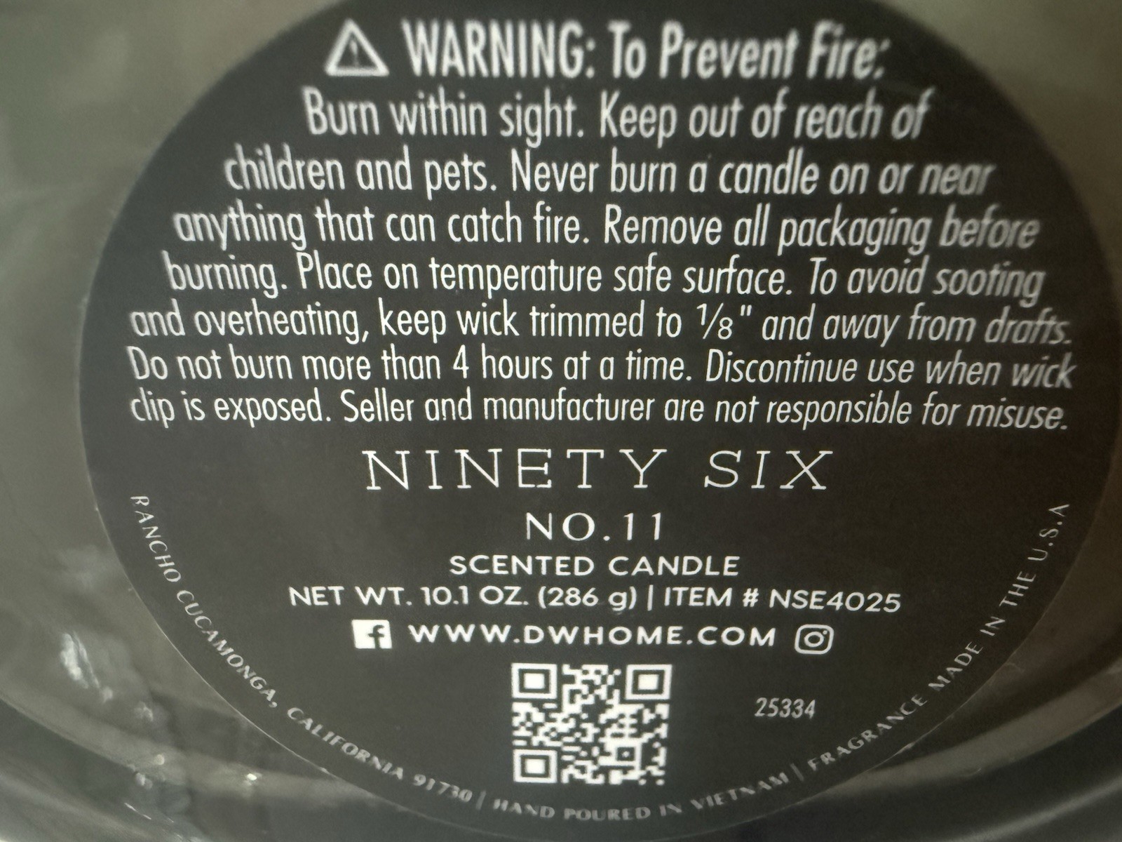 Ninety Six 10.1oz Candle YOU CHOOSE No 01, 02, 04, 06, 08, 11, 14, 18, 24, 30,38