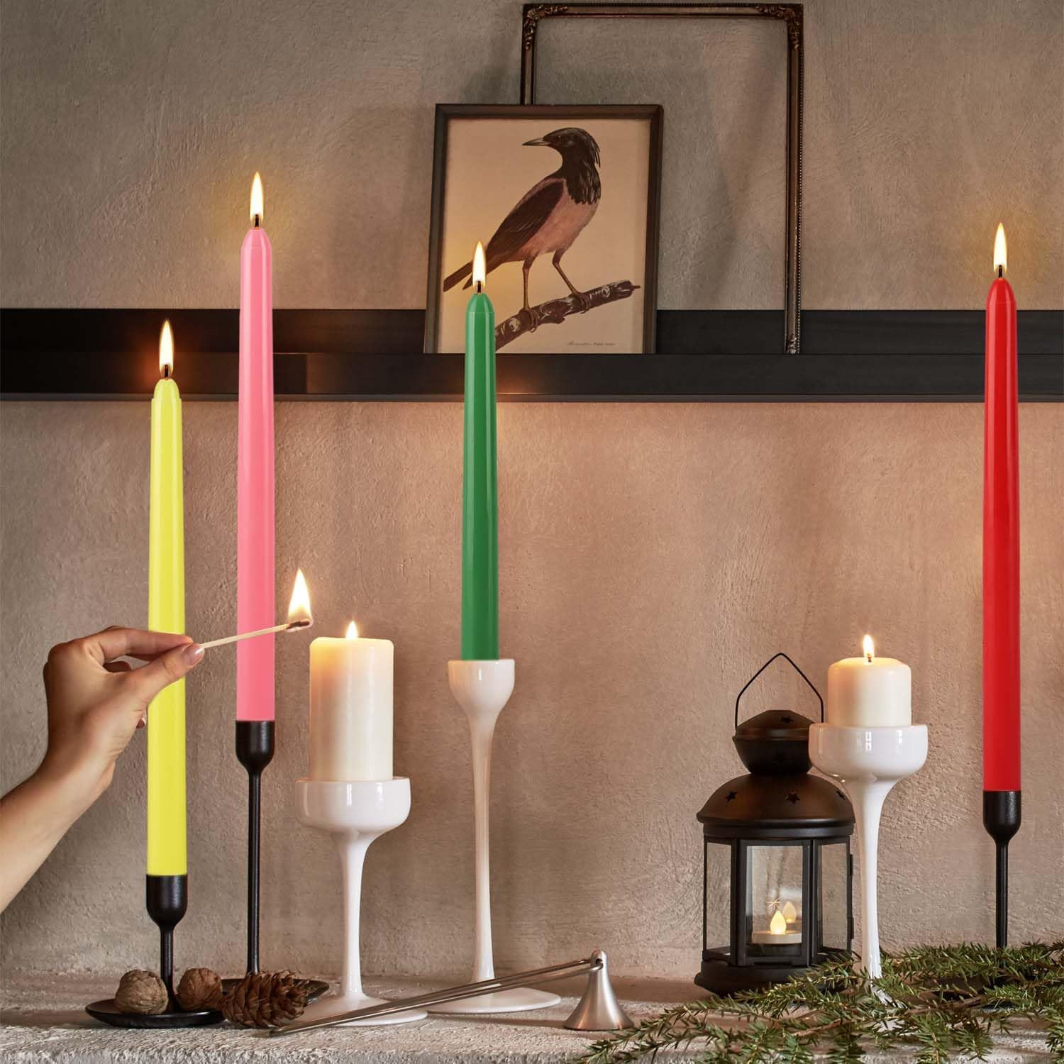 30 Pack 10 Inch Assorted Color Spell Taper Candles –Unscented Dripless,Taper Can