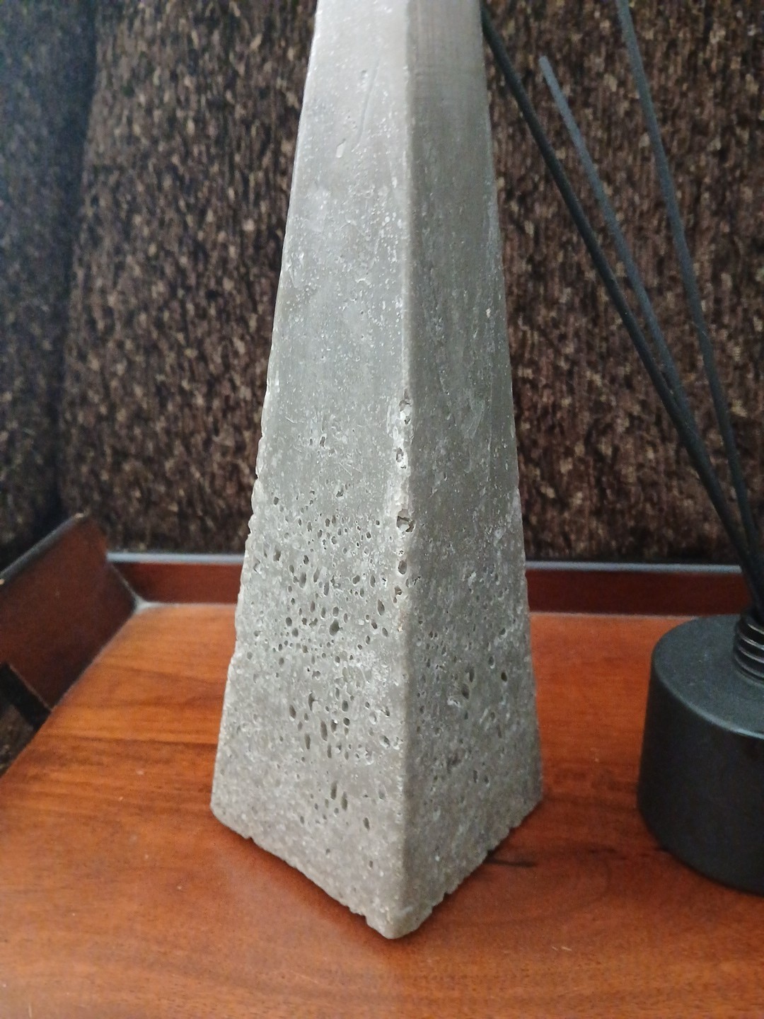 Gray Stone Look Wax Tall Pyramid Candle Spiritual Yoga Meditation Home Decor