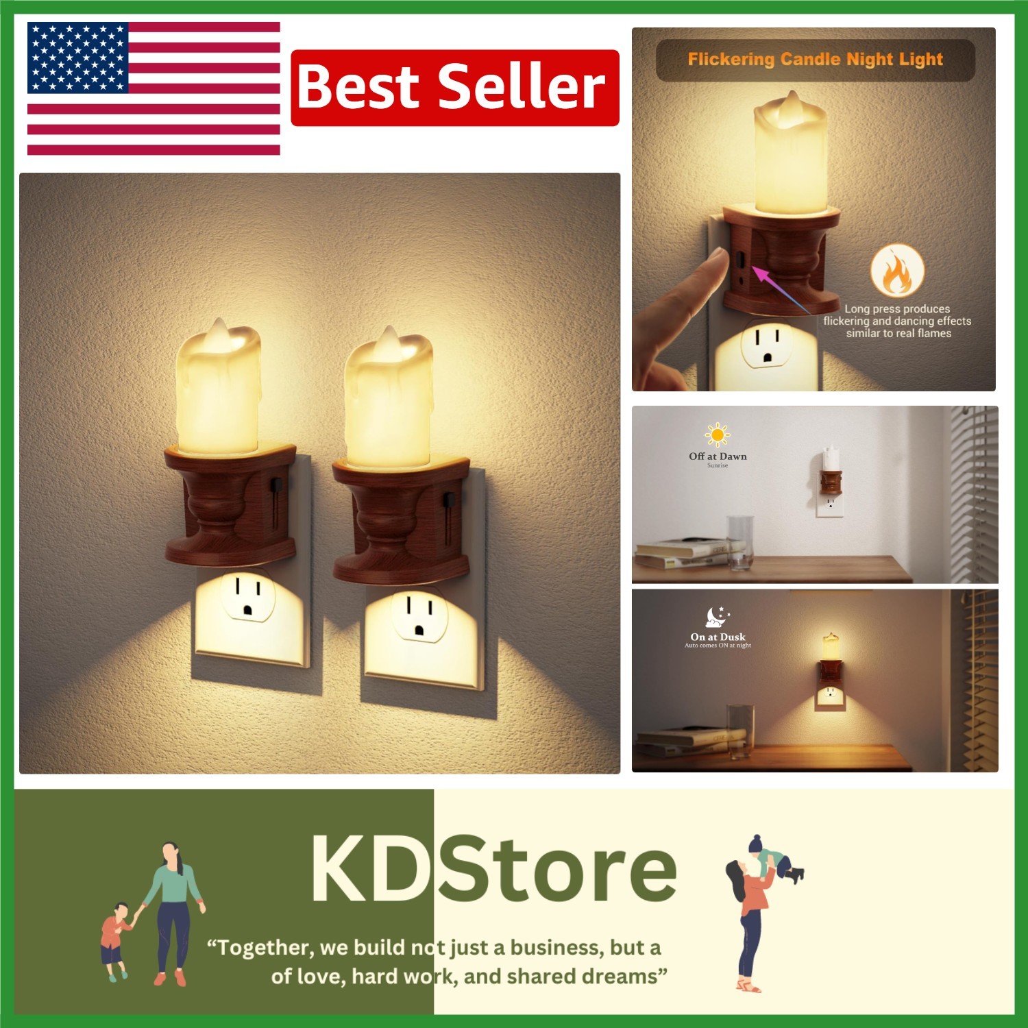 Soft White 2-Pack Nightlights with Dusk-to-Dawn Sensor, Perfect for Kids’ Rooms
