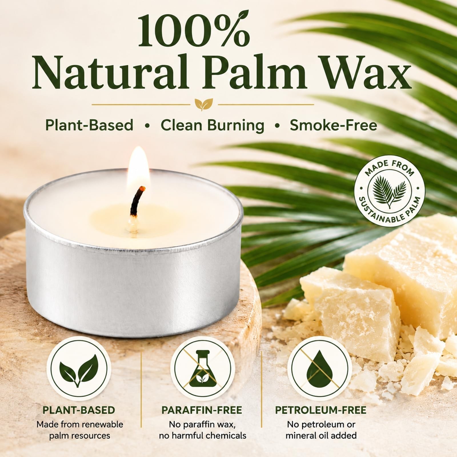 100 Pack Tea Light Candles – Long Burning 6-7 Hours, Bulk Tealights for Events