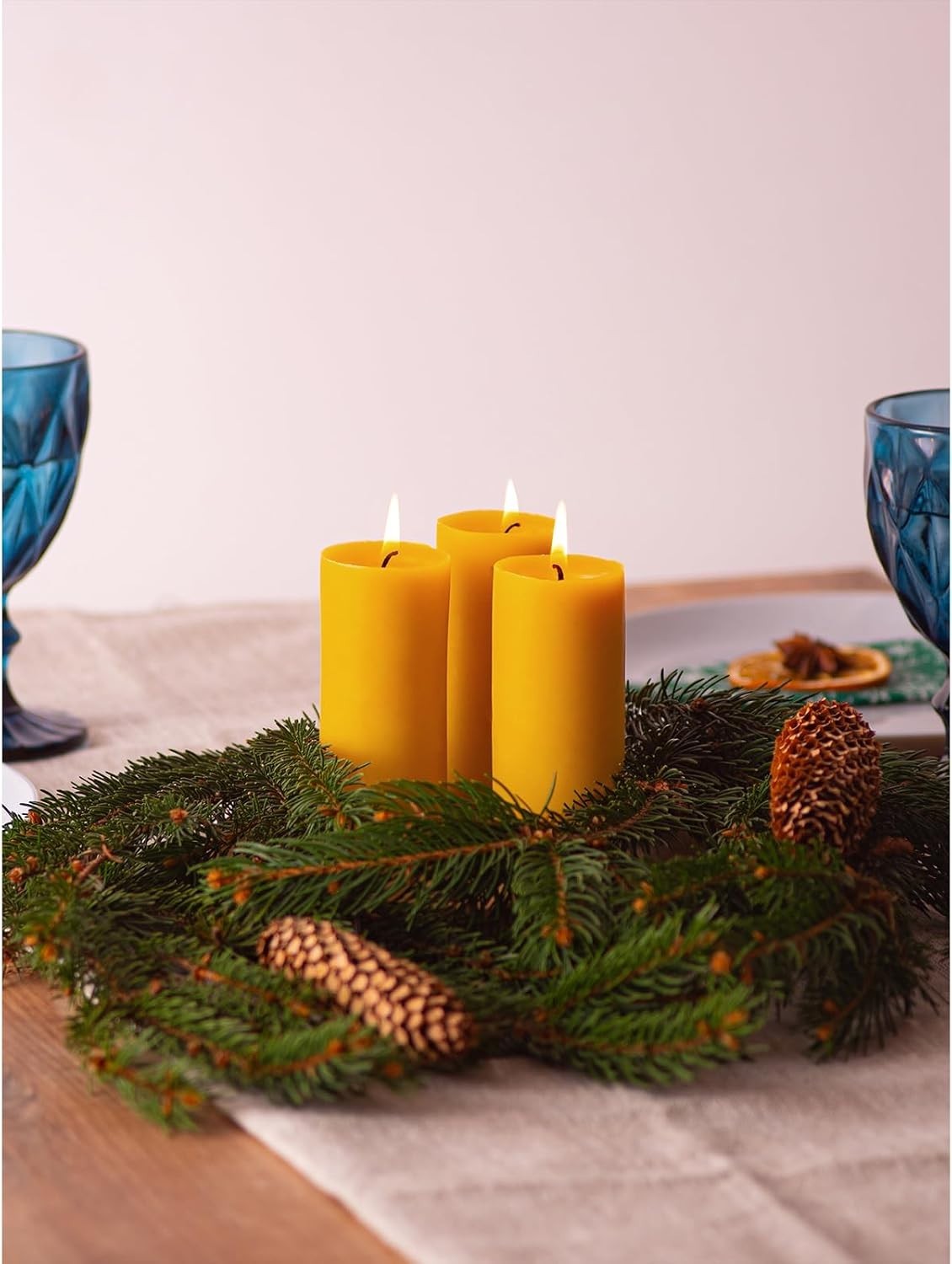 Elegant Beeswax Pillar Candles Set – 1.8×4 Inches, 34.5 Hours of Soothing Aromas