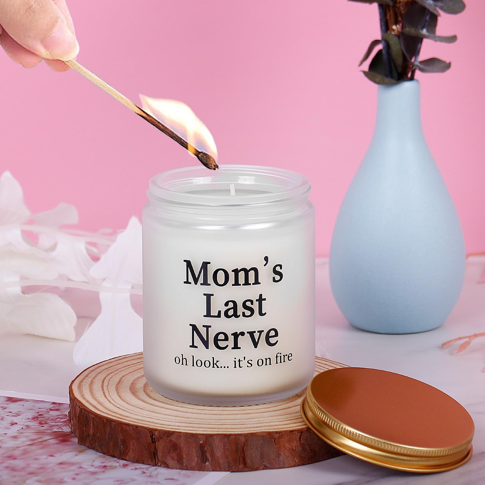Funny Gift For Mom Scented Candle Mom Last Nerve Natural Soy Bluebell 8oz