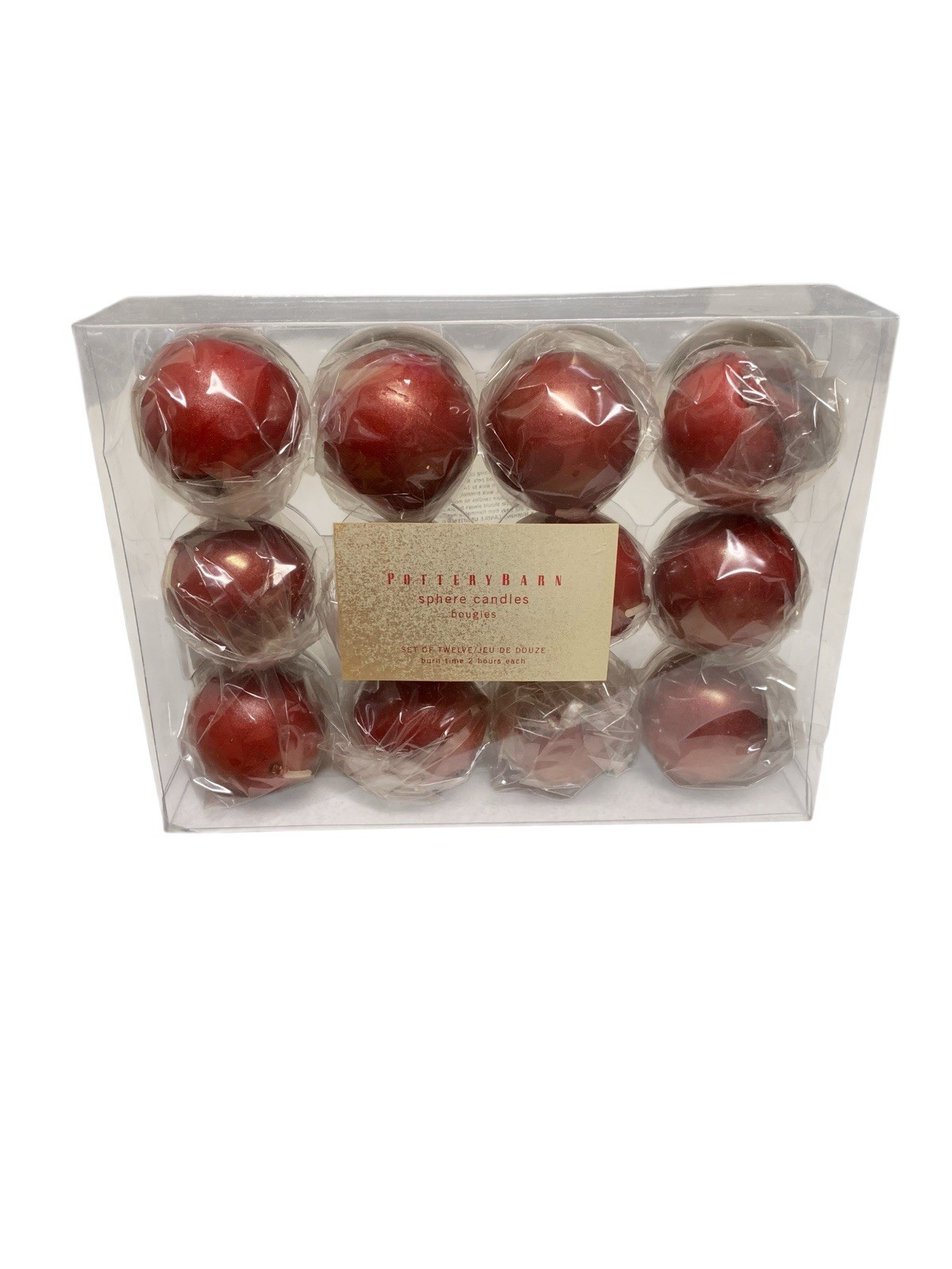 Pottery Barn Sphere Candles Bougies red box of 12 individual NEW 2 Hr Burn Time
