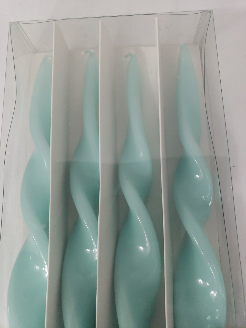 Adpal Poland Made Twisted Spiral 12 in Taper Candles 4 Shinny Blue New