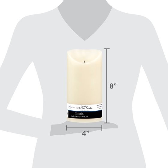 Mainstays Unscented Flameless LED Pillar Candle, Ivory, 4 x 8 in