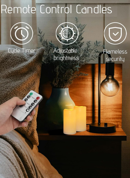 LED Candles With 10-Key Remote Timer Flickering Flameless Outdoor Indoor 2 Pack
