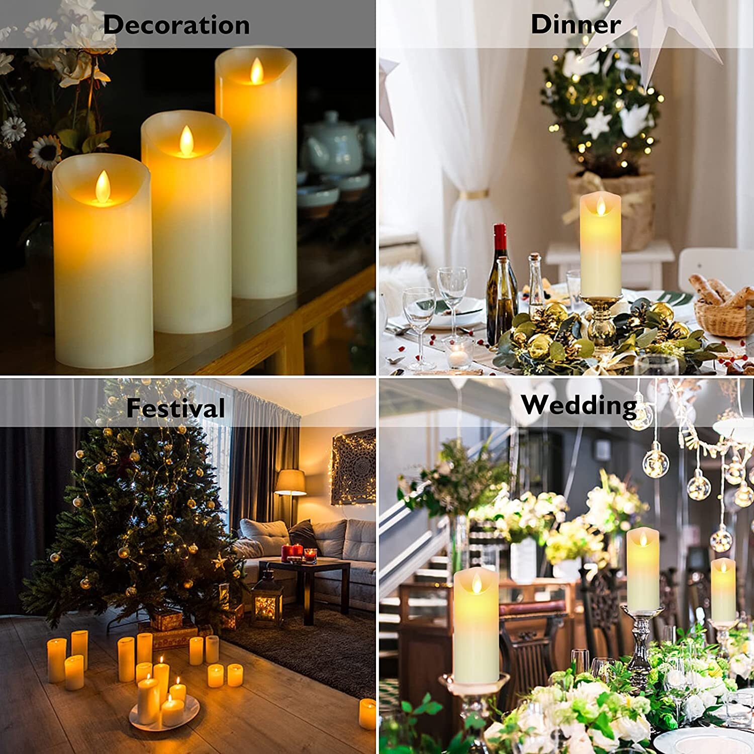 9Pcs LED Real Wax Remote Control Flameless Candles Party Romantic New Decoration